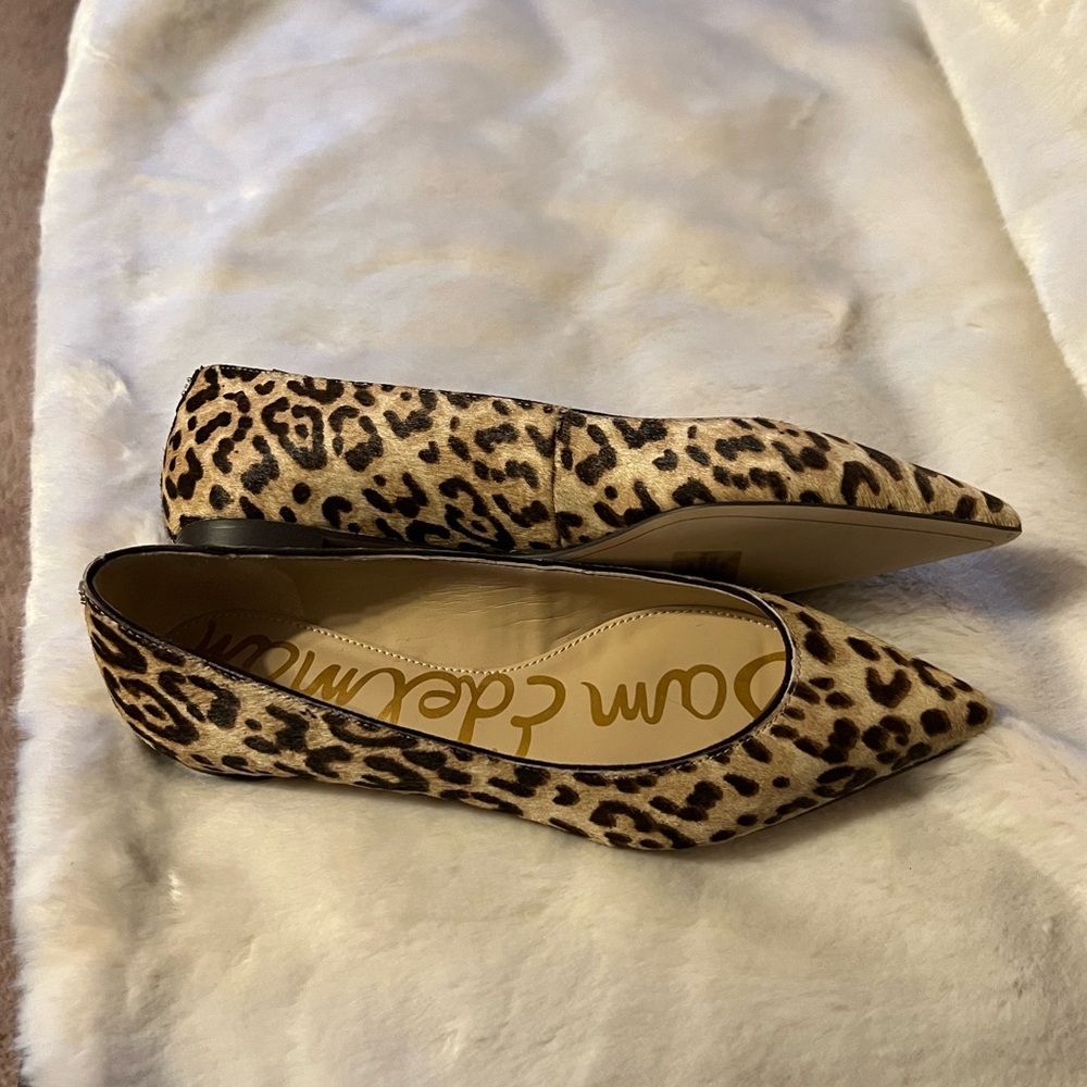 SOLD Sz 6 Sam Edelman NEW Sally Pointed Toe Cheetah Calf Hair Leather Flats - Picture 11 of 15